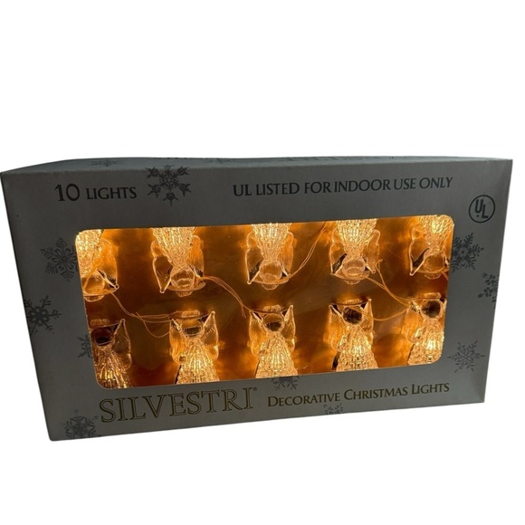 Vintage Silvestri Celestial Christmas 10 Lights Ornaments Clear Angels Cherub - Picture 1 of 5
